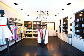 3d render women fashion shop