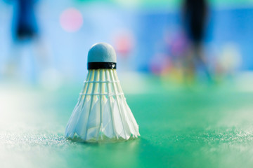 badminton - badminton courts with players competing