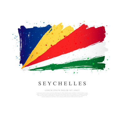 Flag of Seychelles. Brush strokes are drawn by hand