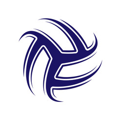 Blue abstract volleyball symbol isolated on white background