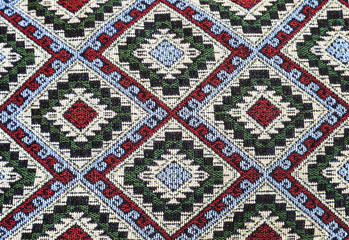 thai silk handcraft peruvian style rug surface close up More this motif & more textiles peruvian stripe beautiful background tapestry persian nomad detail pattern farabic fashionable textile.