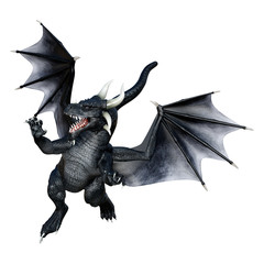 3D Rendering Fairy Tale Dragon on White