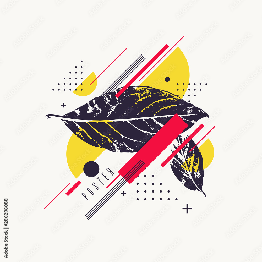 Poster modern art background with flat, minimalistic style. poster with elements for design