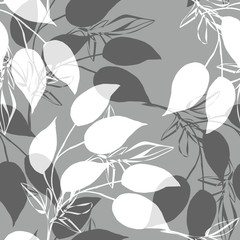 Fototapeta na wymiar Seamless pattern of autumn tree branches.Watercolor illustration on white and color background.