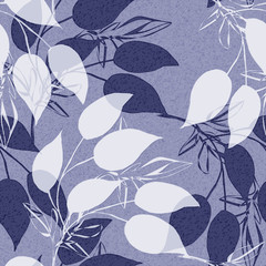 Seamless pattern of autumn tree branches.Watercolor illustration on white and color background.