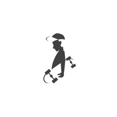 the silhouette of a young skateboarder logo vector icon ilustration