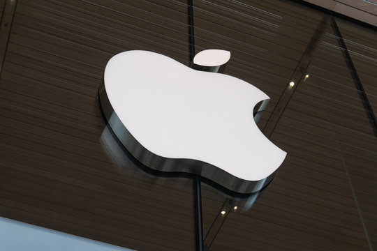 Bangkok, Thailand - November 10, 2018: Apple logo at Apple Store Iconsiam in Bangkok, Thailand