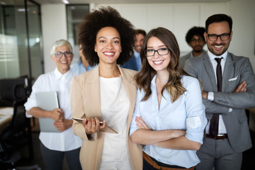 Successful group of business people at work in office