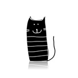 Black cat silhouette, sketch for your design