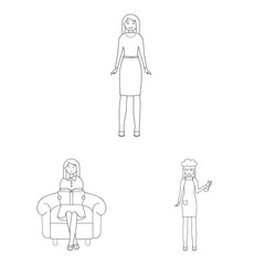 Isolated object of posture and mood sign. Collection of posture and female stock symbol for web.
