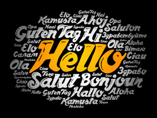 Hello word cloud in different languages of the world