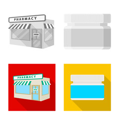 Vector design of retail and healthcare sign. Set of retail and wellness vector icon for stock.