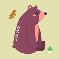 cute forest animal flat design cartoon character