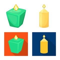 Vector illustration of relaxation and flame logo. Collection of relaxation and wax stock symbol for web.