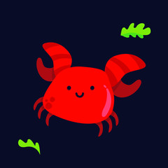 cute sea animal flat design character 