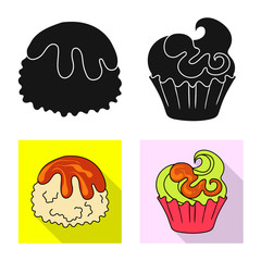 Vector illustration of confectionery and culinary symbol. Set of confectionery and product stock symbol for web.