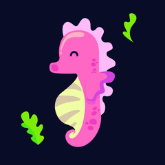 cute sea animal flat design character 