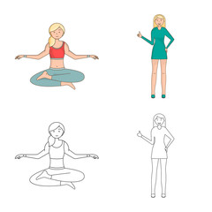Isolated object of posture and mood symbol. Set of posture and female vector icon for stock.