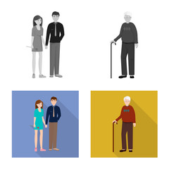 Fototapeta premium Isolated object of character and avatar icon. Collection of character and portrait vector icon for stock.