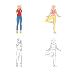 Vector design of posture and mood sign. Collection of posture and female stock symbol for web.