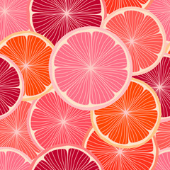 Grapefruit tropical seamless abstract background. Vector bright print for fabric or wallpaper.