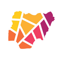 colorful geometric Nigeria map- vector illustration