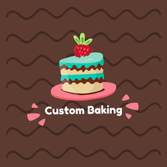 Bright flyer inscription custom baking, cartoon.