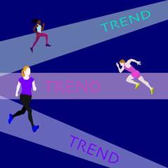 people running and searching or follow the trends