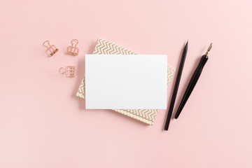 White paper mock up with notepad and stationery