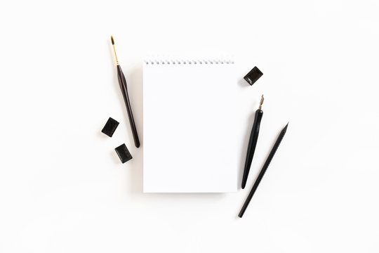 Open notepad mock up with stationery