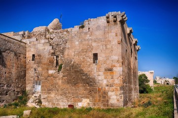 The walls of the outer fortress of Aleppo