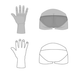 Vector design of body and part icon. Set of body and anatomy stock symbol for web.