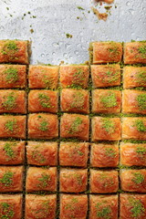 Turkish Dessert Baklava with concept background