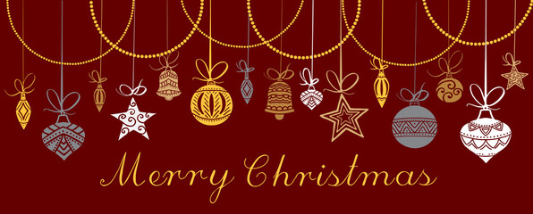 Naklejka na ściany i meble Christmas decorations, sketch drawing , greeting card, Christmas icons