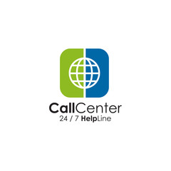 Call center icon logo design vector template