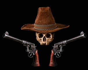 skull with revolver