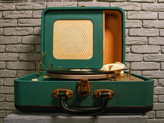 old green gramophone
