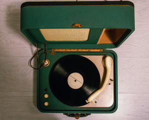old green gramophone