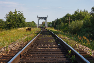 Fototapeta na wymiar Landscape with railway and bridge