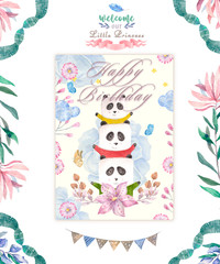 Watercolor isolated cute watercolor Bunny clipart. Nursery rabbit illustration. Baby poster. Trendy pink cartoon animal. Birthday invite card, Greeting and Celebration postcard. Beauty clip art