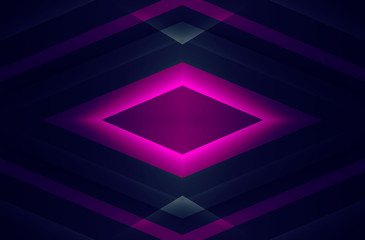 Dark abstract futuristic background. Neon lines, glow. Neon lines, shapes. Pink and blue glow