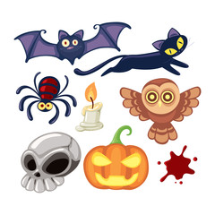 Cute Halloween Cartoon Set, vector
