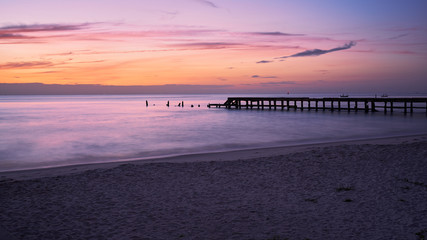 twilight skyline in morning of jetty in huahin thailand