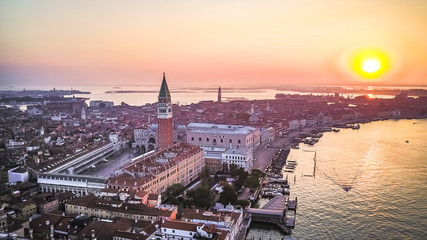 Fototapeta premium Views of sunrise in Venice from above