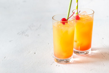 Tequila sunrise cocktails