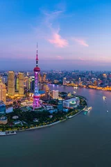 Foto op Canvas Aerial view of Shanghai skyline at night,China. © ABCDstock