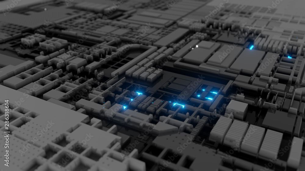 Poster 3d render abstract technology background with cubes