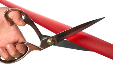 Hand Cutting Red Ribbon