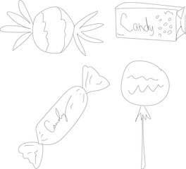 hand drawn vector candy set
