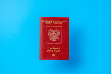 Passport of citizen of the Russian Federation on blue background